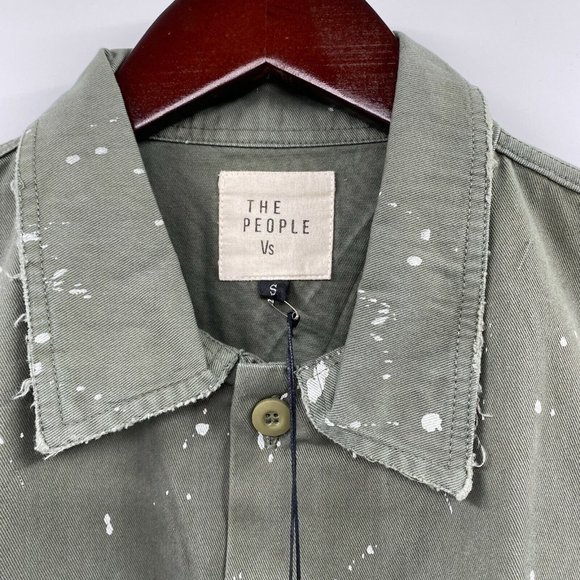 The People Vs. Men's Bobby Surplus Bleached Shirt Long Sleeve Green sz S NWT - Picture 3 of 6